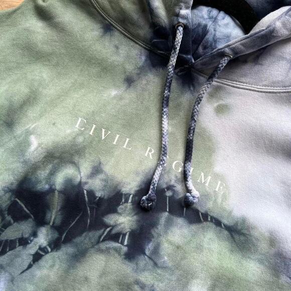 Civil Regime Green & Blue Tie Dye Hoodie With Rose Embroidery - Picture 4 of 5